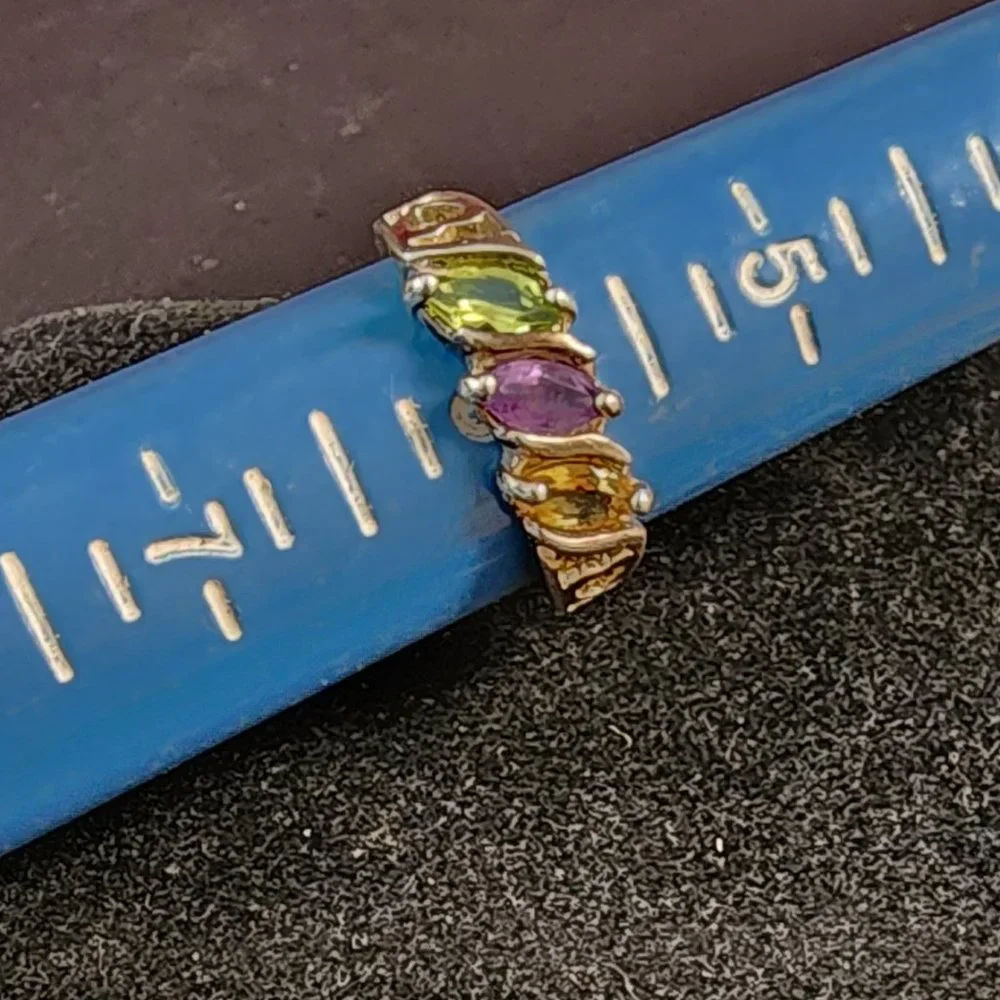 Avon Sterling Silver Multi Color Gemstone Ring - Picture 6 of 6